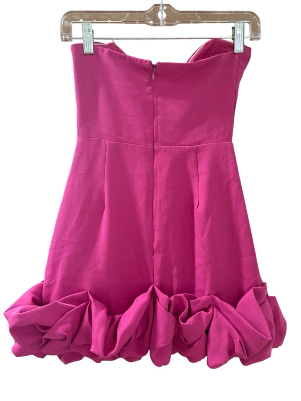 DO+BE Women's Strapless Fuchsia Ruffle Hem Party Mini Dress Size Small - Picture 6 of 6